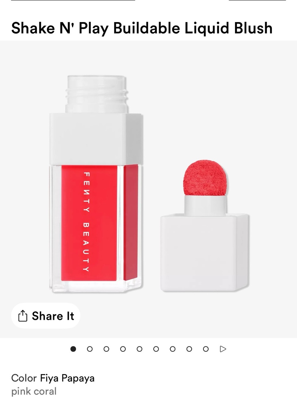 Fenty Beauty Shake N' Play Buildable Liquid Blush — Fiya Papaya (Pink Coral)